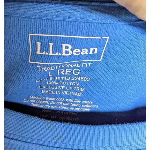 L.L. Bean Athletic Shirt Men Traditional Fit Activewear Top Long Sleeve Blue L - Picture 4 of 4
